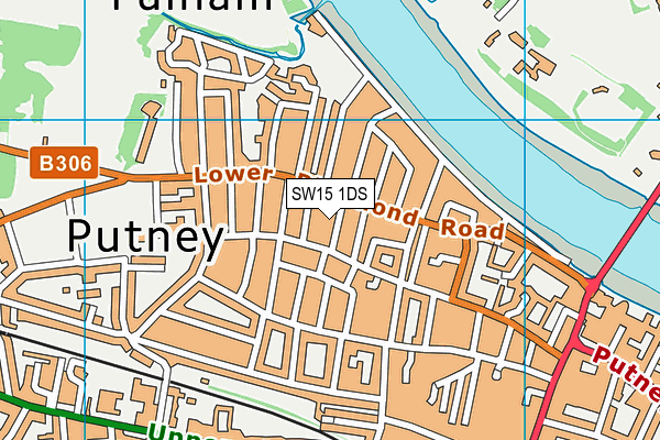 SW15 1DS map - OS VectorMap District (Ordnance Survey)
