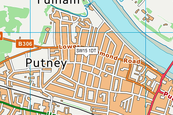 SW15 1DT map - OS VectorMap District (Ordnance Survey)