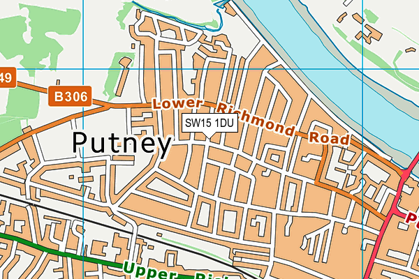 SW15 1DU map - OS VectorMap District (Ordnance Survey)