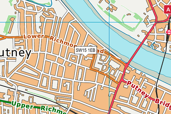 SW15 1EB map - OS VectorMap District (Ordnance Survey)
