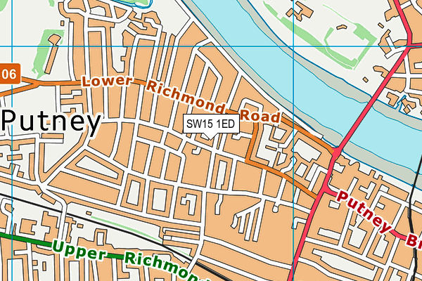 SW15 1ED map - OS VectorMap District (Ordnance Survey)