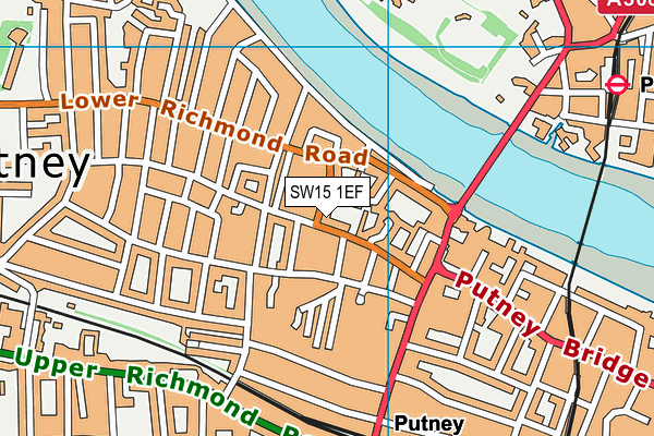 SW15 1EF map - OS VectorMap District (Ordnance Survey)