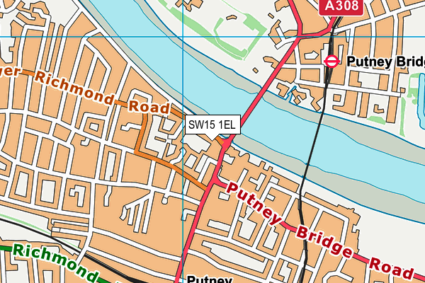 SW15 1EL map - OS VectorMap District (Ordnance Survey)