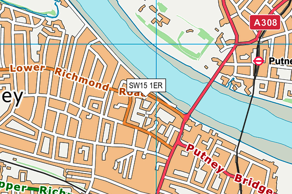 SW15 1ER map - OS VectorMap District (Ordnance Survey)