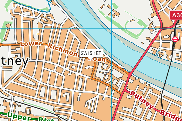 SW15 1ET map - OS VectorMap District (Ordnance Survey)