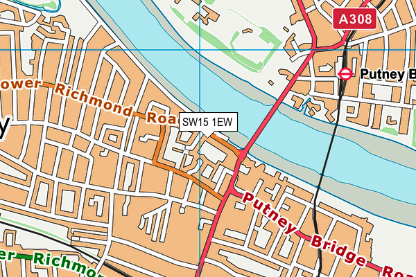 SW15 1EW map - OS VectorMap District (Ordnance Survey)