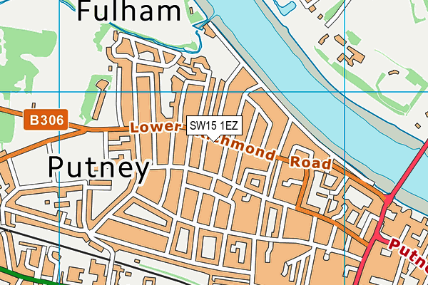 SW15 1EZ map - OS VectorMap District (Ordnance Survey)