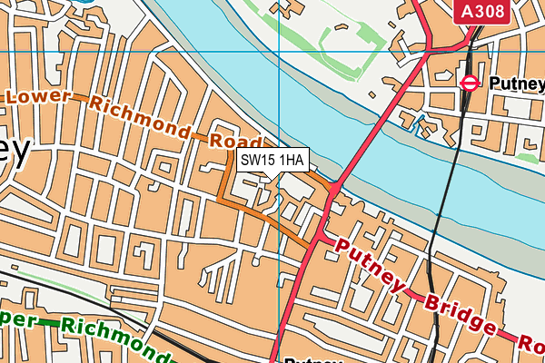 SW15 1HA map - OS VectorMap District (Ordnance Survey)