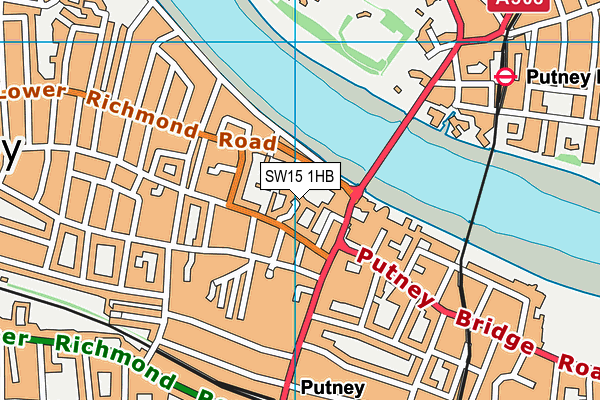 SW15 1HB map - OS VectorMap District (Ordnance Survey)