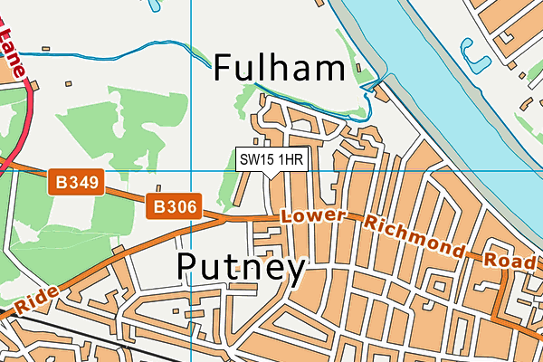 SW15 1HR map - OS VectorMap District (Ordnance Survey)