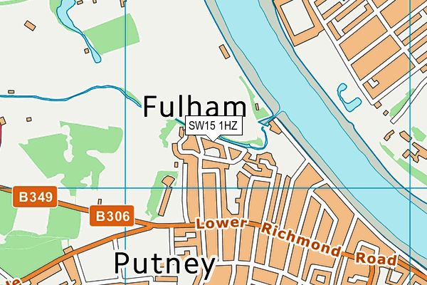 SW15 1HZ map - OS VectorMap District (Ordnance Survey)