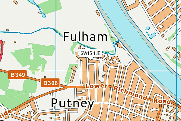 SW15 1JE map - OS VectorMap District (Ordnance Survey)