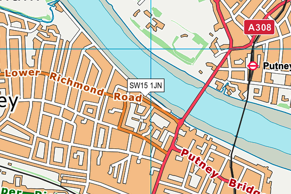 SW15 1JN map - OS VectorMap District (Ordnance Survey)