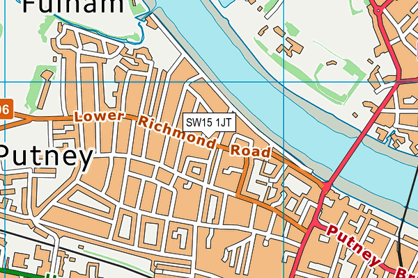 SW15 1JT map - OS VectorMap District (Ordnance Survey)
