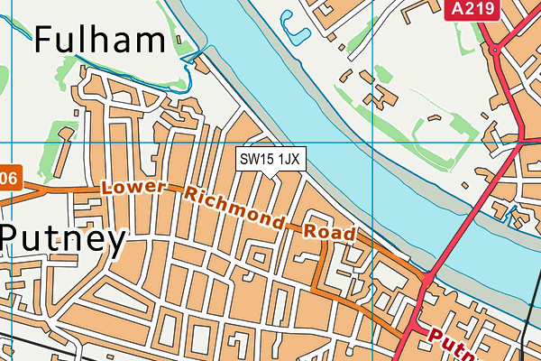 SW15 1JX map - OS VectorMap District (Ordnance Survey)