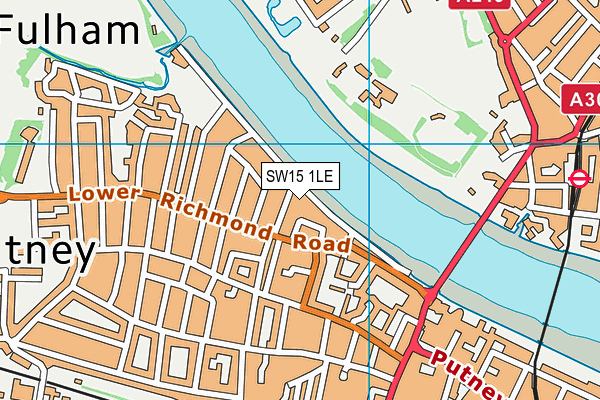 SW15 1LE map - OS VectorMap District (Ordnance Survey)