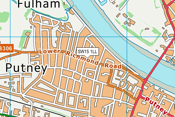 SW15 1LL map - OS VectorMap District (Ordnance Survey)