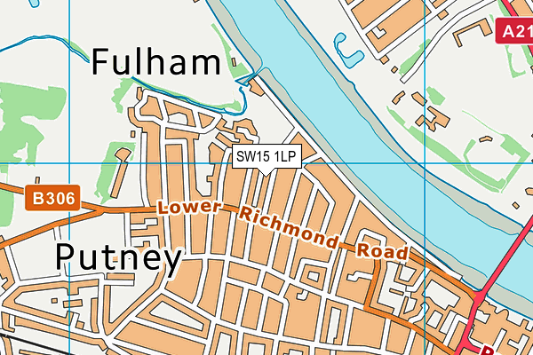 SW15 1LP map - OS VectorMap District (Ordnance Survey)