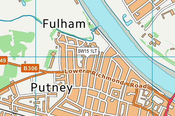 SW15 1LT map - OS VectorMap District (Ordnance Survey)