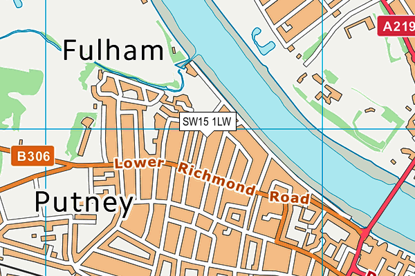 SW15 1LW map - OS VectorMap District (Ordnance Survey)