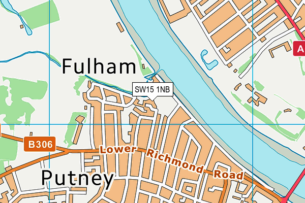 SW15 1NB map - OS VectorMap District (Ordnance Survey)