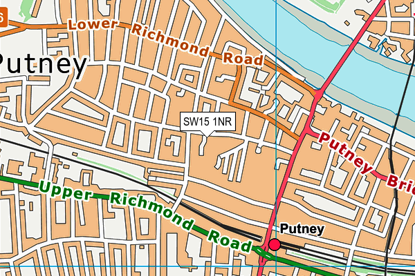 SW15 1NR map - OS VectorMap District (Ordnance Survey)