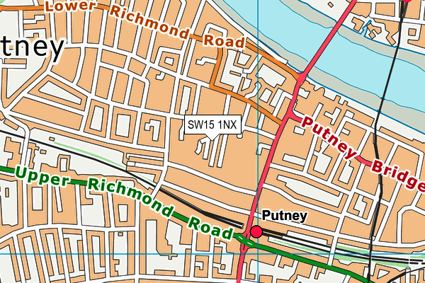 SW15 1NX map - OS VectorMap District (Ordnance Survey)