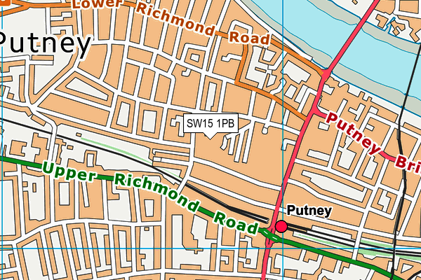 SW15 1PB map - OS VectorMap District (Ordnance Survey)