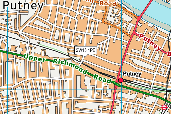 SW15 1PE map - OS VectorMap District (Ordnance Survey)