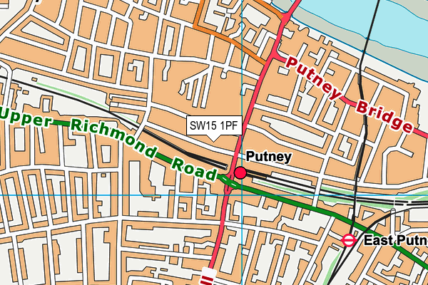 SW15 1PF map - OS VectorMap District (Ordnance Survey)