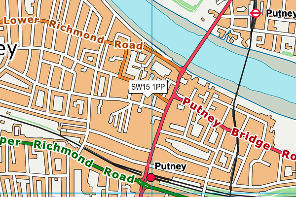 SW15 1PP map - OS VectorMap District (Ordnance Survey)