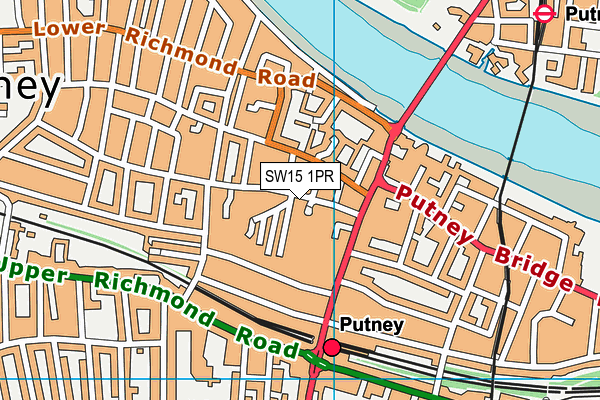 SW15 1PR map - OS VectorMap District (Ordnance Survey)