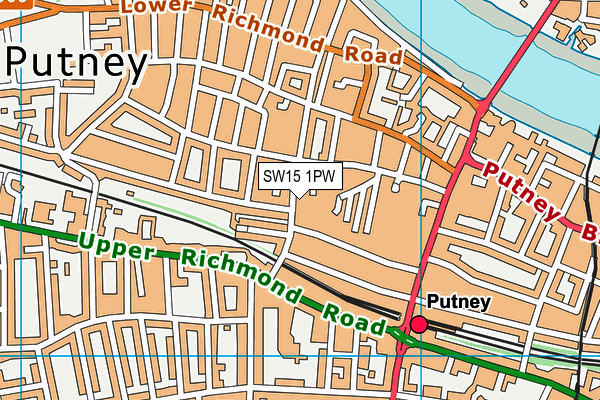 SW15 1PW map - OS VectorMap District (Ordnance Survey)