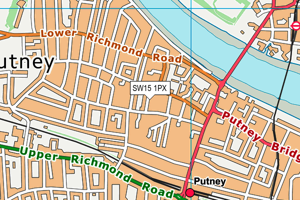 SW15 1PX map - OS VectorMap District (Ordnance Survey)