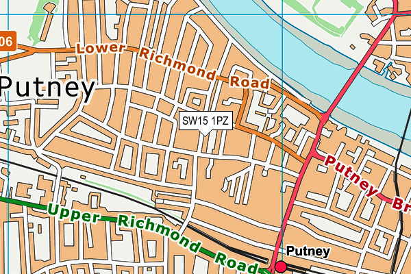 SW15 1PZ map - OS VectorMap District (Ordnance Survey)