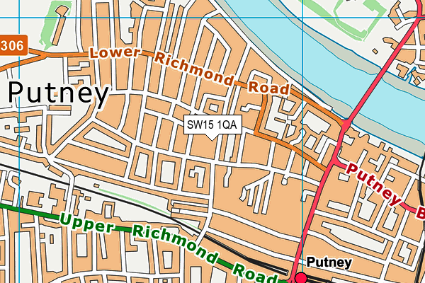 SW15 1QA map - OS VectorMap District (Ordnance Survey)