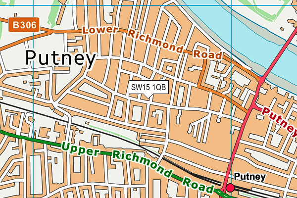 SW15 1QB map - OS VectorMap District (Ordnance Survey)