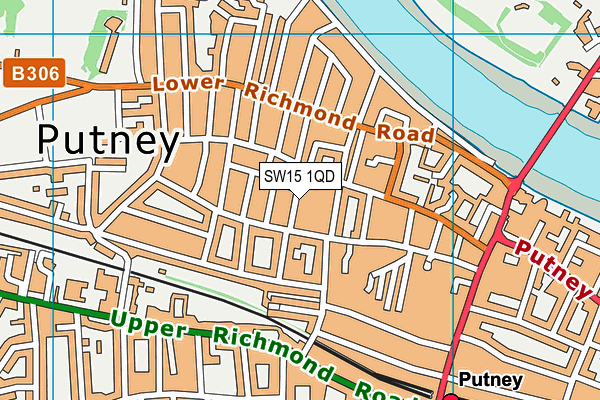 SW15 1QD map - OS VectorMap District (Ordnance Survey)