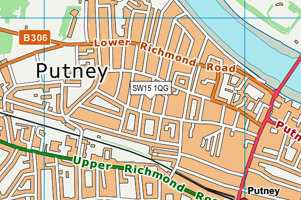 SW15 1QG map - OS VectorMap District (Ordnance Survey)