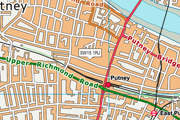 SW15 1RJ map - OS VectorMap District (Ordnance Survey)