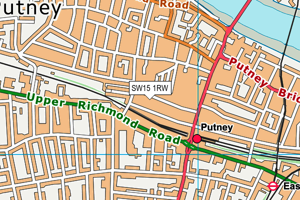 SW15 1RW map - OS VectorMap District (Ordnance Survey)