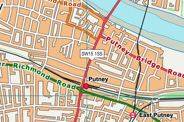 SW15 1SS map - OS VectorMap District (Ordnance Survey)