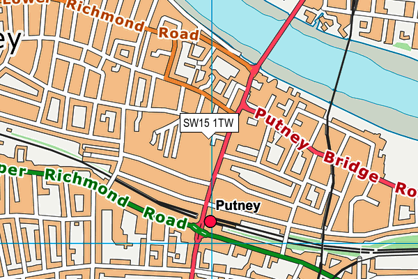 SW15 1TW map - OS VectorMap District (Ordnance Survey)