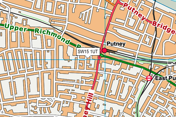 SW15 1UT map - OS VectorMap District (Ordnance Survey)