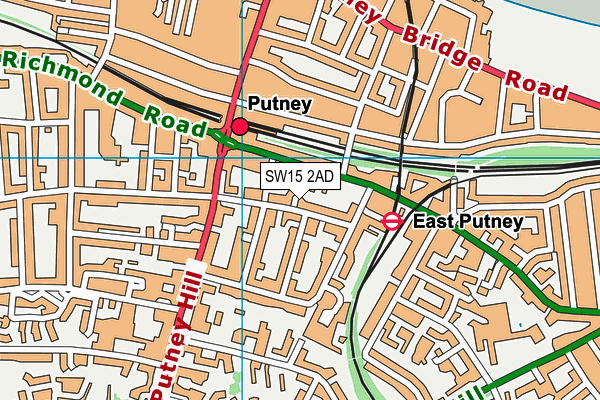 SW15 2AD map - OS VectorMap District (Ordnance Survey)