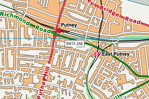 SW15 2AE map - OS VectorMap District (Ordnance Survey)