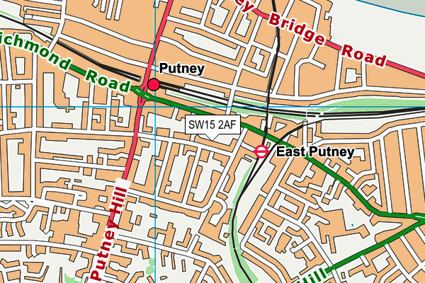 SW15 2AF map - OS VectorMap District (Ordnance Survey)