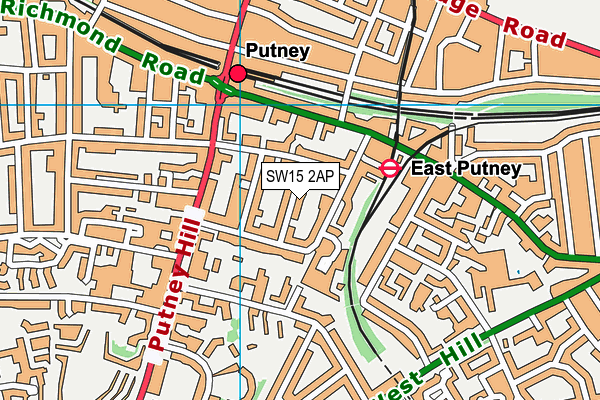 SW15 2AP map - OS VectorMap District (Ordnance Survey)