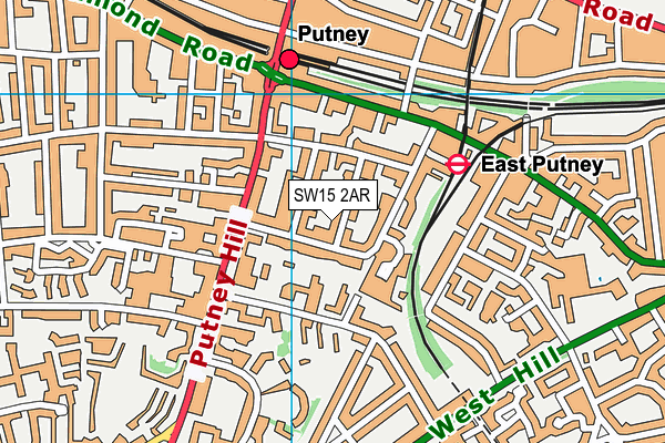 SW15 2AR map - OS VectorMap District (Ordnance Survey)