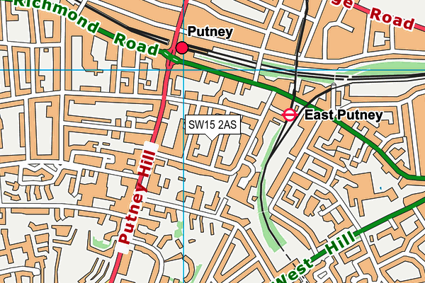 SW15 2AS map - OS VectorMap District (Ordnance Survey)